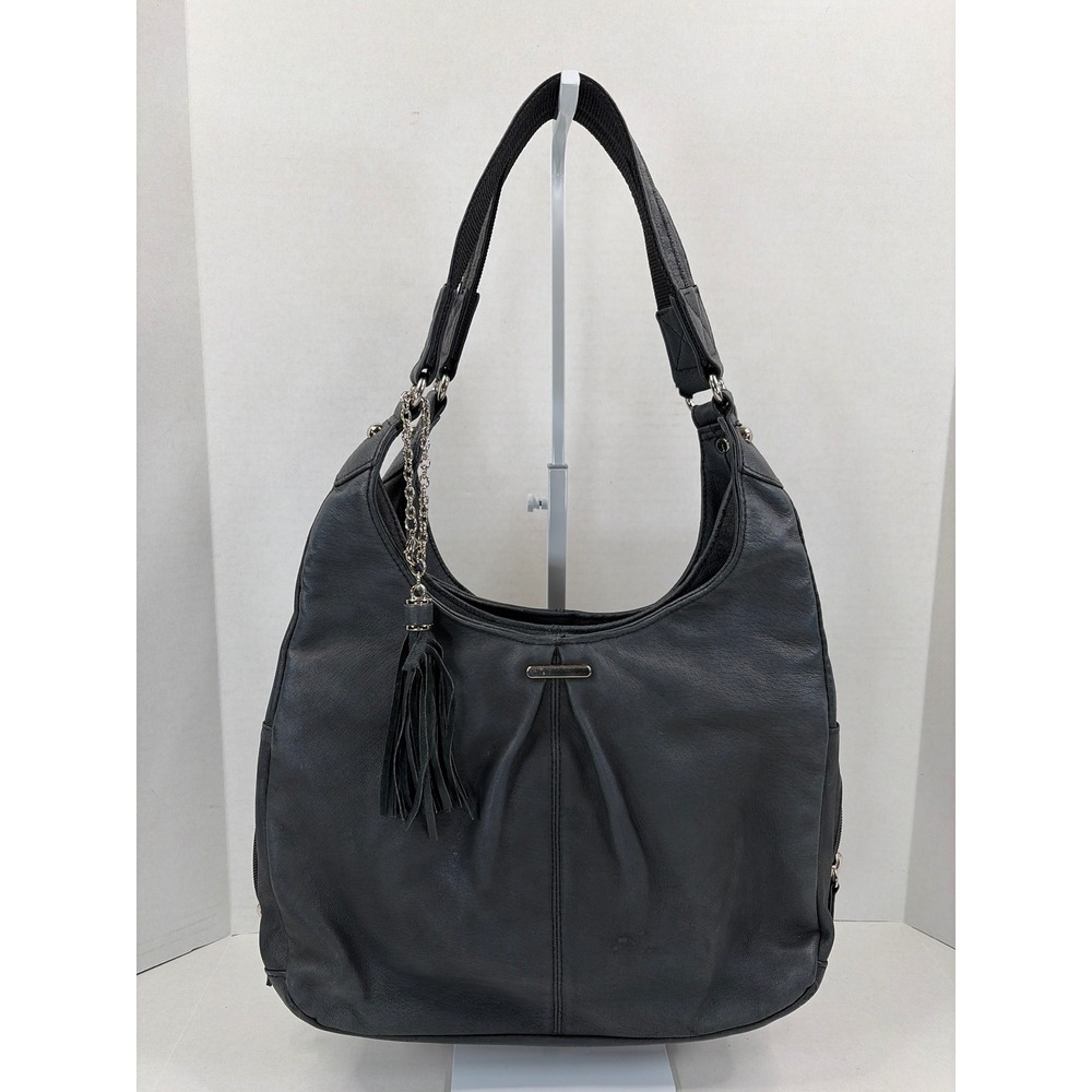 Gun Tote'n Mamas Black Leather Concealed Carry Hobo Bag Tassel GTM-99